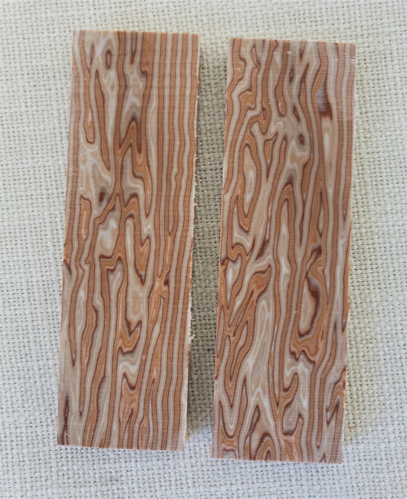 CRAZY FIBER IRISH CREAM (2) .187 CRAZYFIBER KNIFE SCALES 1.6 X 5.6 (X)