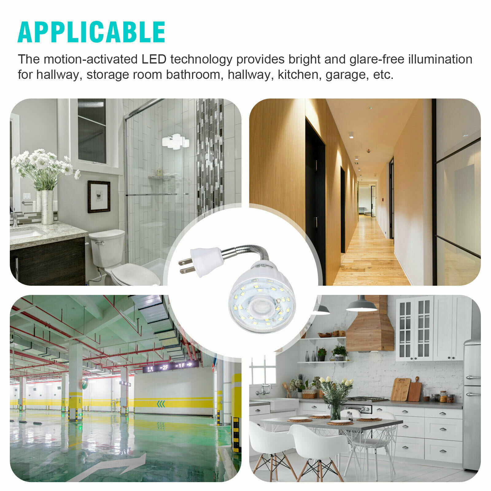 1-3PCS Motion-Activated Sensor Night Light LED AC Outlet Plug-In Wall Stair Lamp