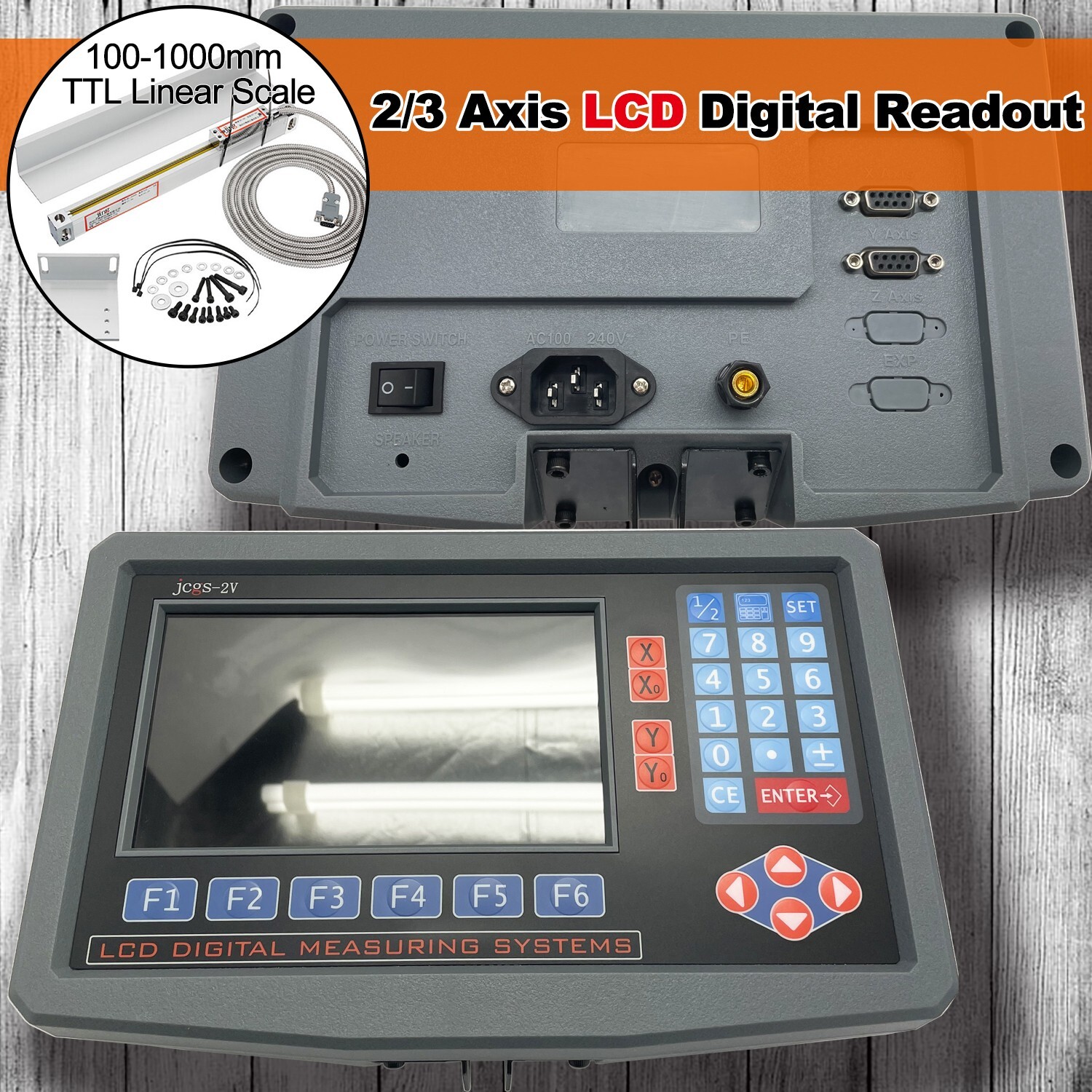2 Axis LCD Digital Readout for Milling Lathe Machine with Precision Linear Scale