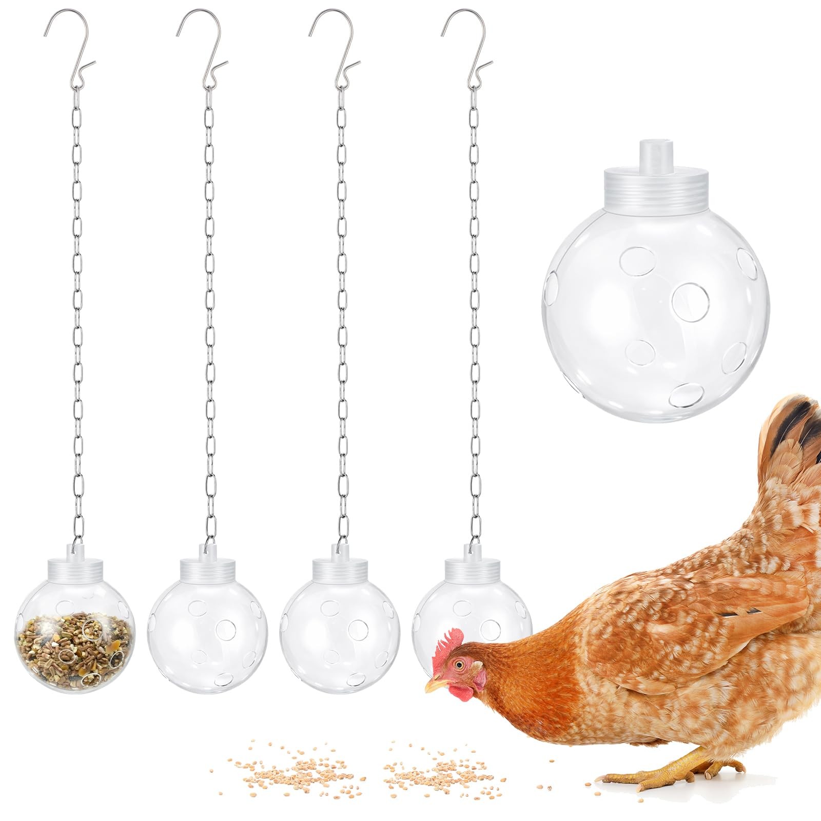 Acellegic 4 Pcs Chicken Treat Dispenser Interactive Slow Feeder Hanging Chick...