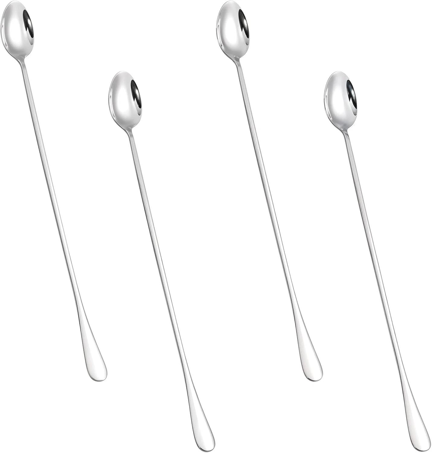 4 Pcs Long Handle Mixing Spoons 12 Inch Stainless Steel Iced Tea Spoons