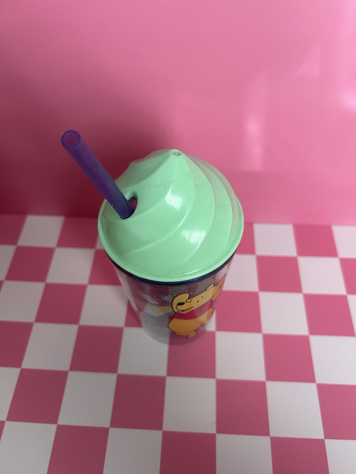 Disney Store Official Winnie The Pooh Ice Cream Sundae Lidded Straw Cup