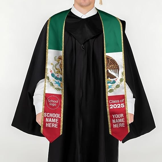 Custom name Mexican Graduation Sash 2025, Mexico Graduation Stole Class of 2025
