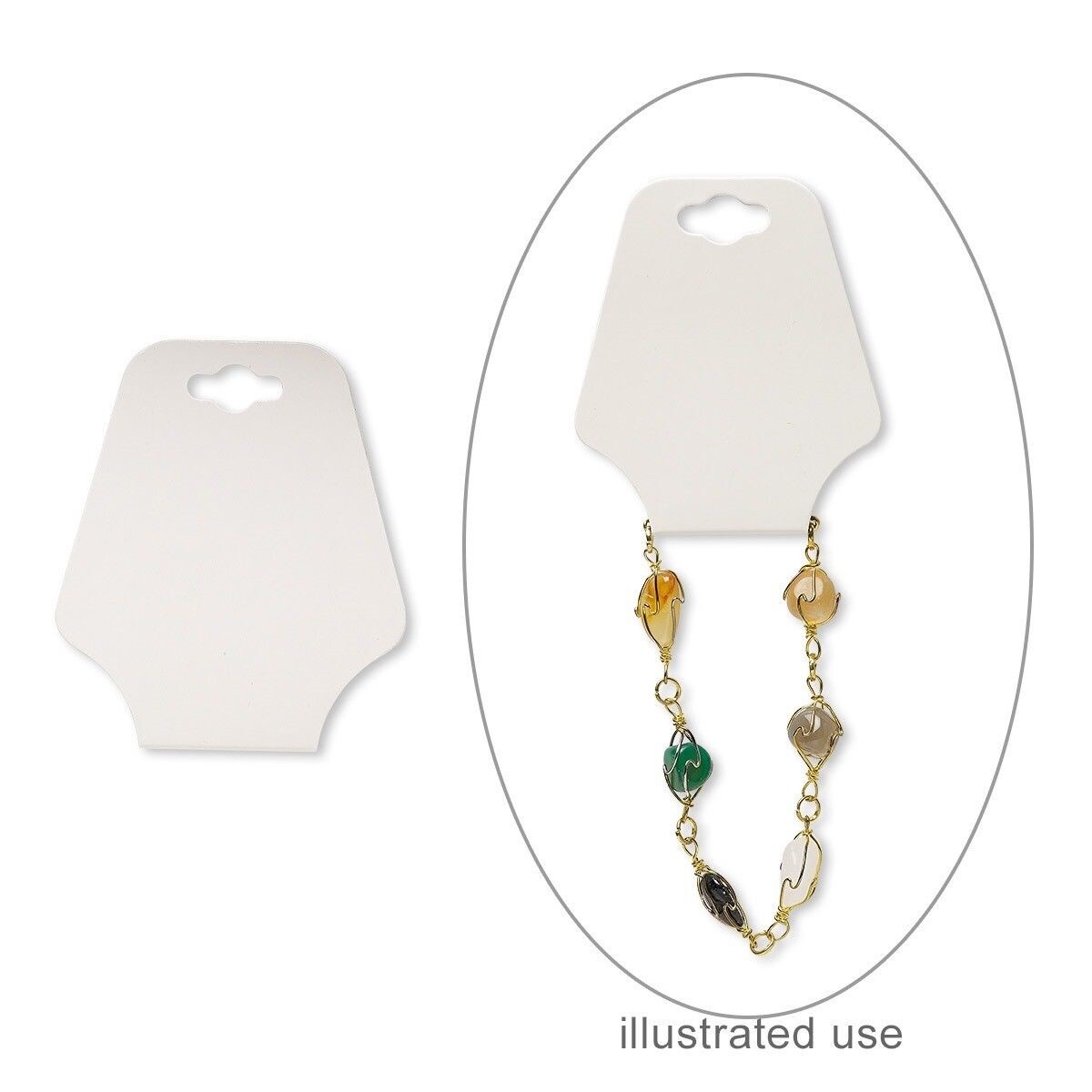 Necklace / Bracelet Card, 100 Cream 2.5"x2" Adhesive Cardstock Jewelry Display