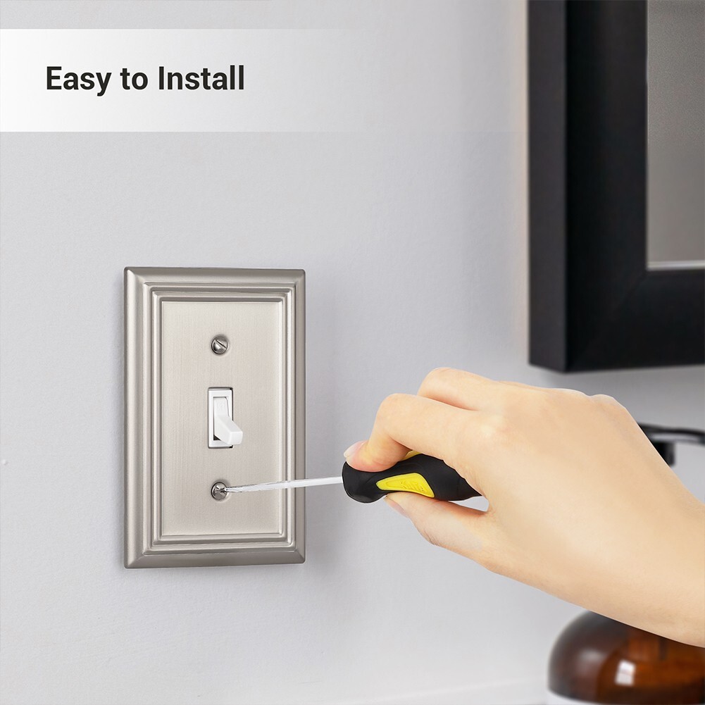 DEWENWILS 4-Pack Toggle Wall Plates, Brushed Nickel Light Switch Cover, Metal，