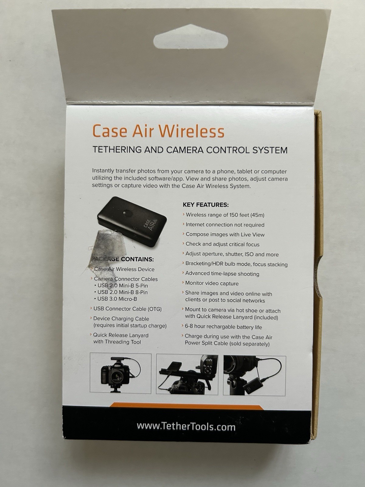 Tether Tools CR210 Wireless Tethering System for Camera Black Live View USB