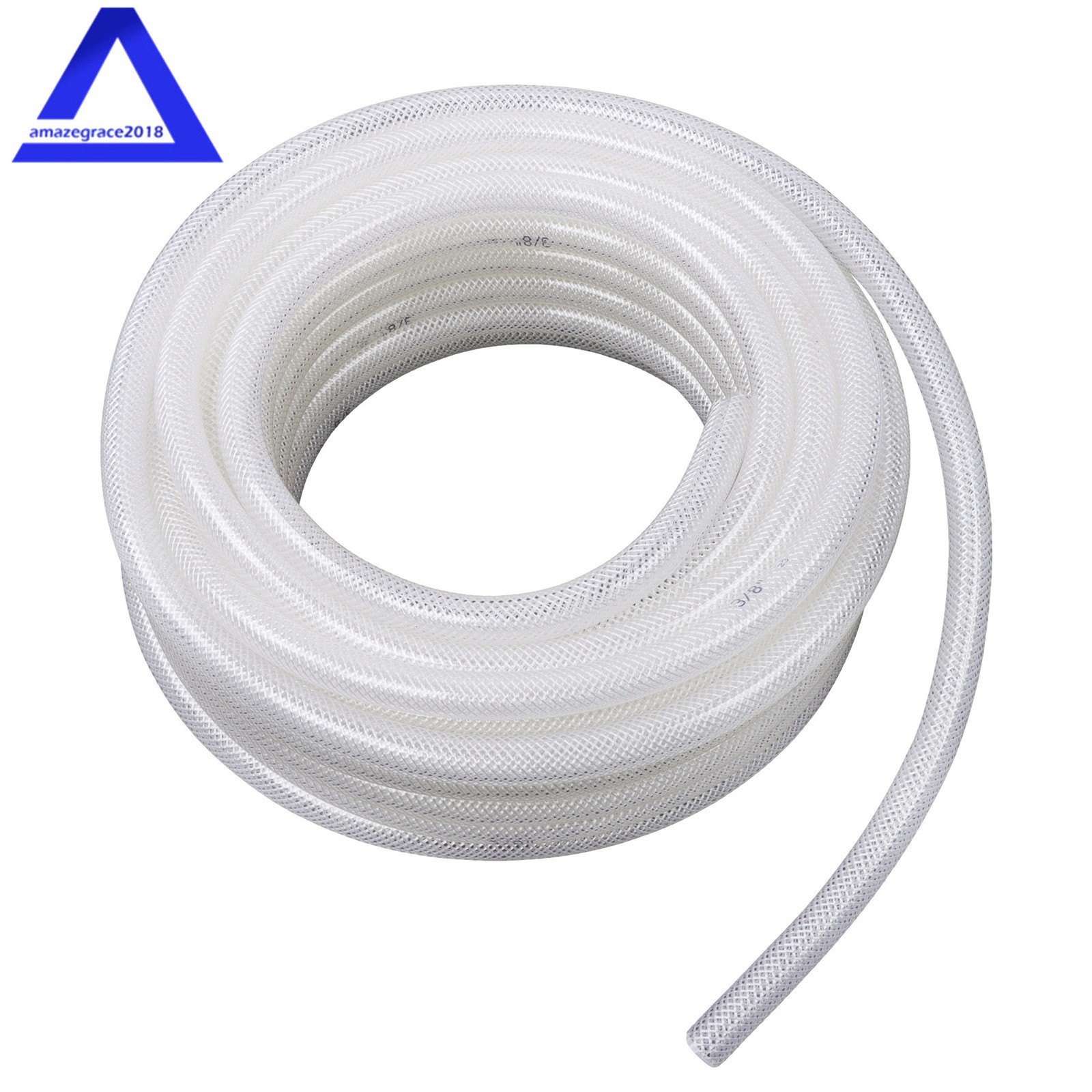 3/8’’ ID × 19/32’’ OD - 50 ft Braided Clear PVC Tubing, Working Pressure 15 Bar