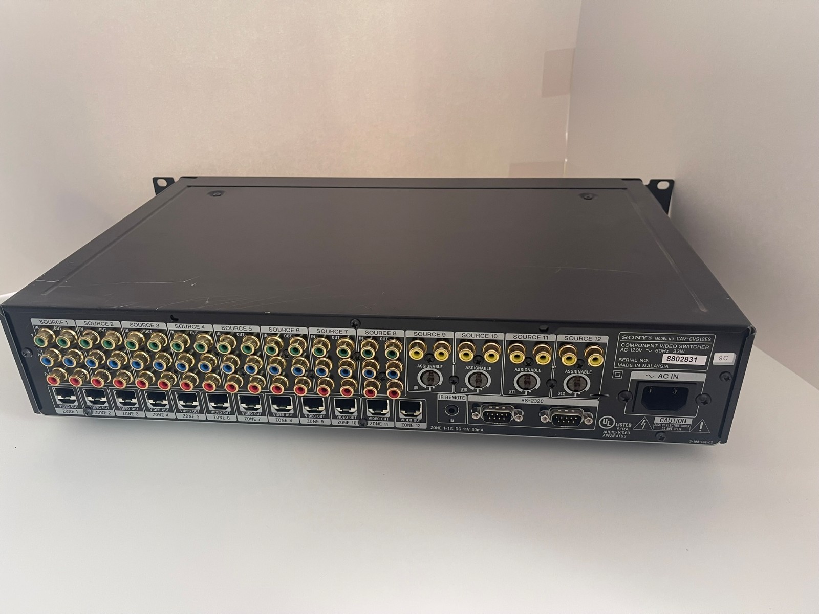 Sony CAV-CVS12ES 12x12 HD Component Video Matrix Switcher, Multi-Zone, ES