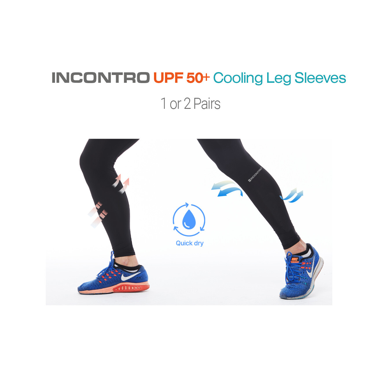 INCONTRO Cooling UPF 50+ UV Protection Leg Covers Sleeves MEN WOMEN 1 or 2 Pairs