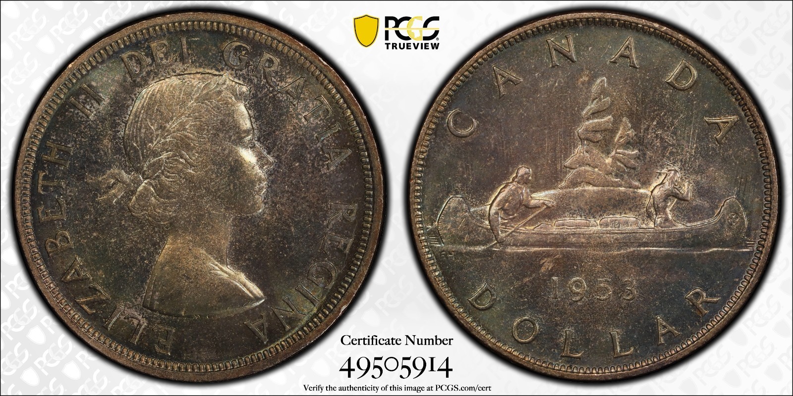 1953 Canada .800 Silver Dollar PCGS MS63 Strap SWL.