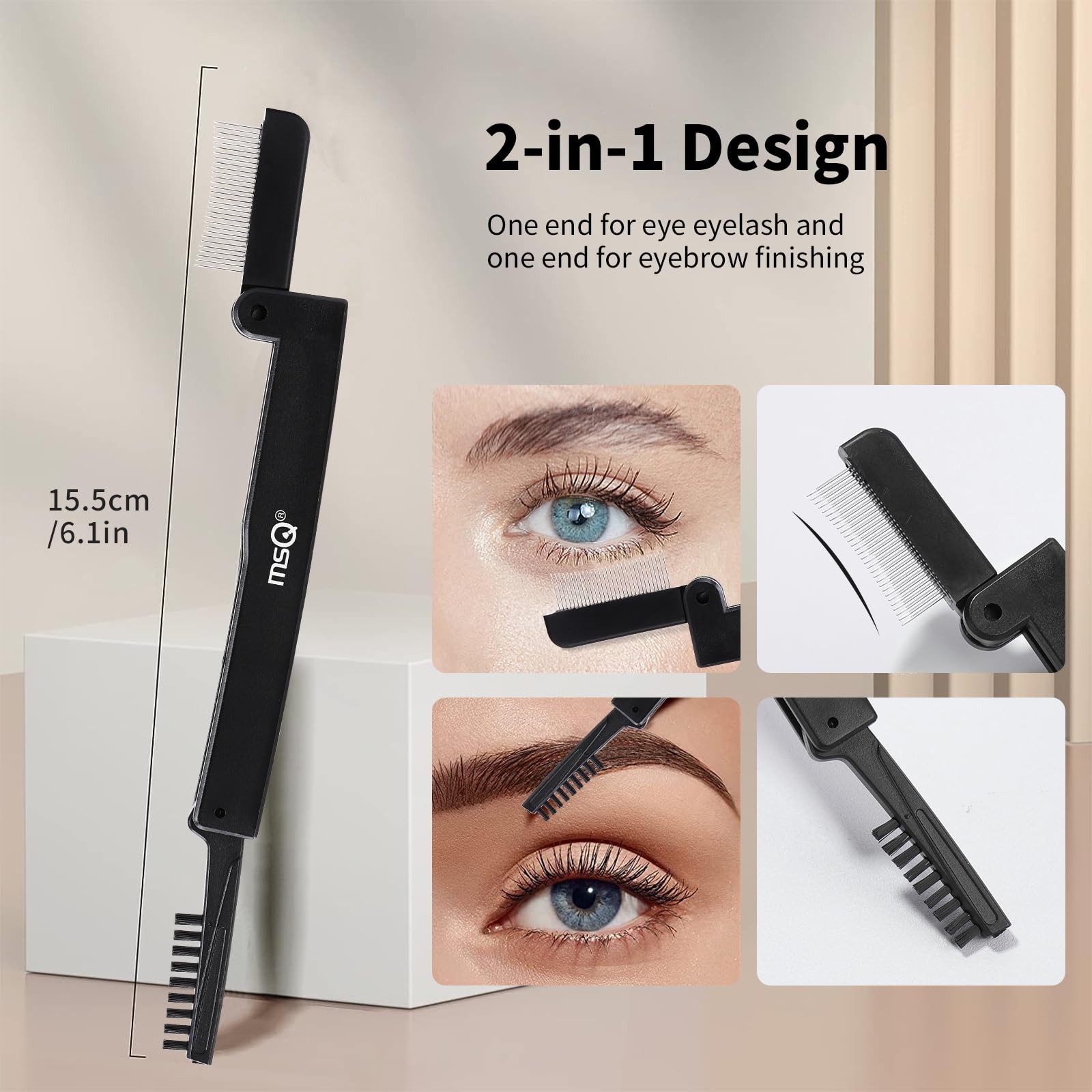 Eyelash Comb Separator Tool - Folding Brow Brush Mascara Applicator