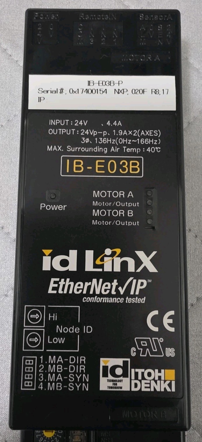 Itoh Denki IB-E03B Ethernet/IP 2-Zone MDR Roller Conveyor Drive Controller 24V