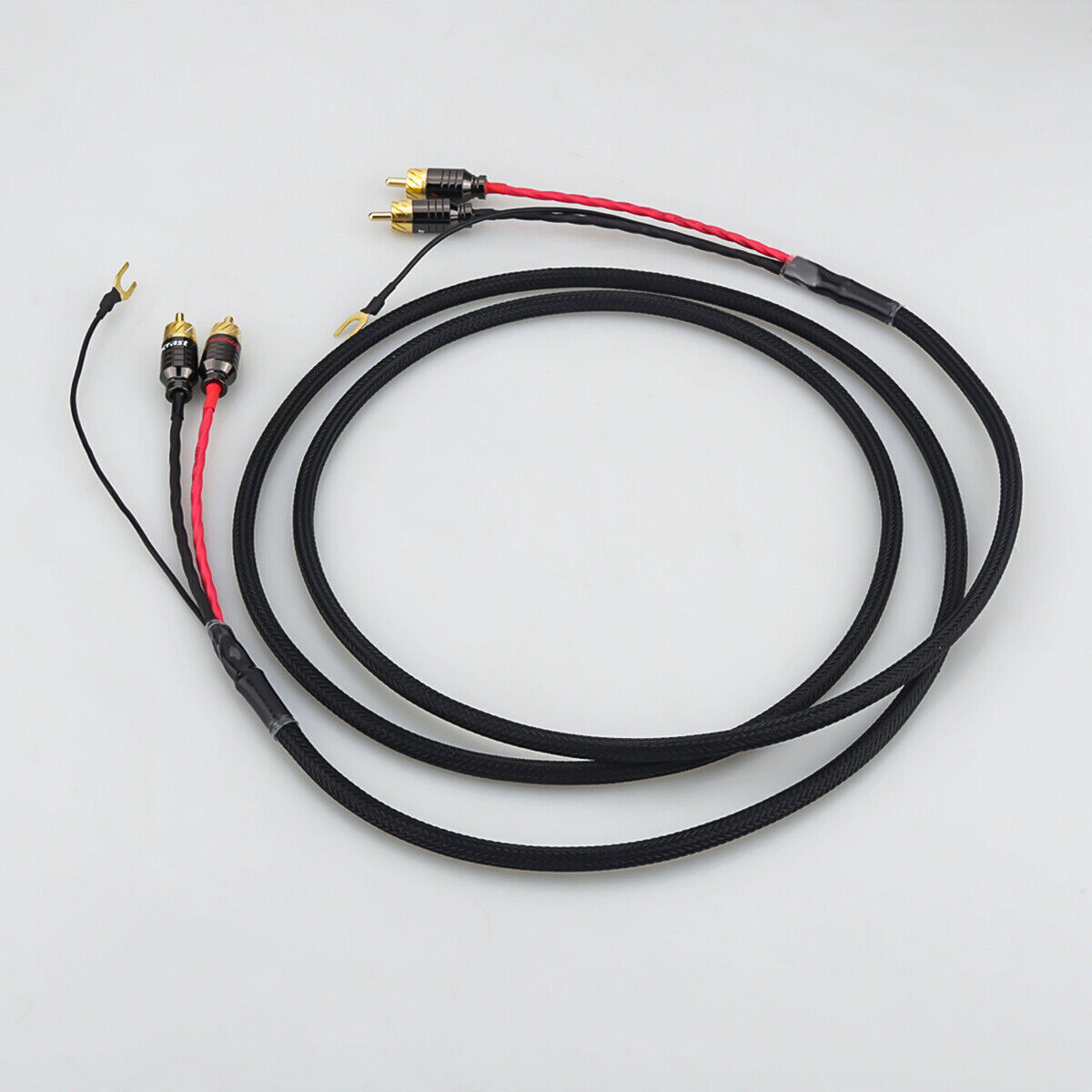 HiFi Turntable OCC Signal Interconnect RCA Cable Cord with Y Plug Ground Wire