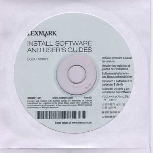 Lexmark S600 Series Printer Driver Software Install/User's Guides CD-ROM (2010)