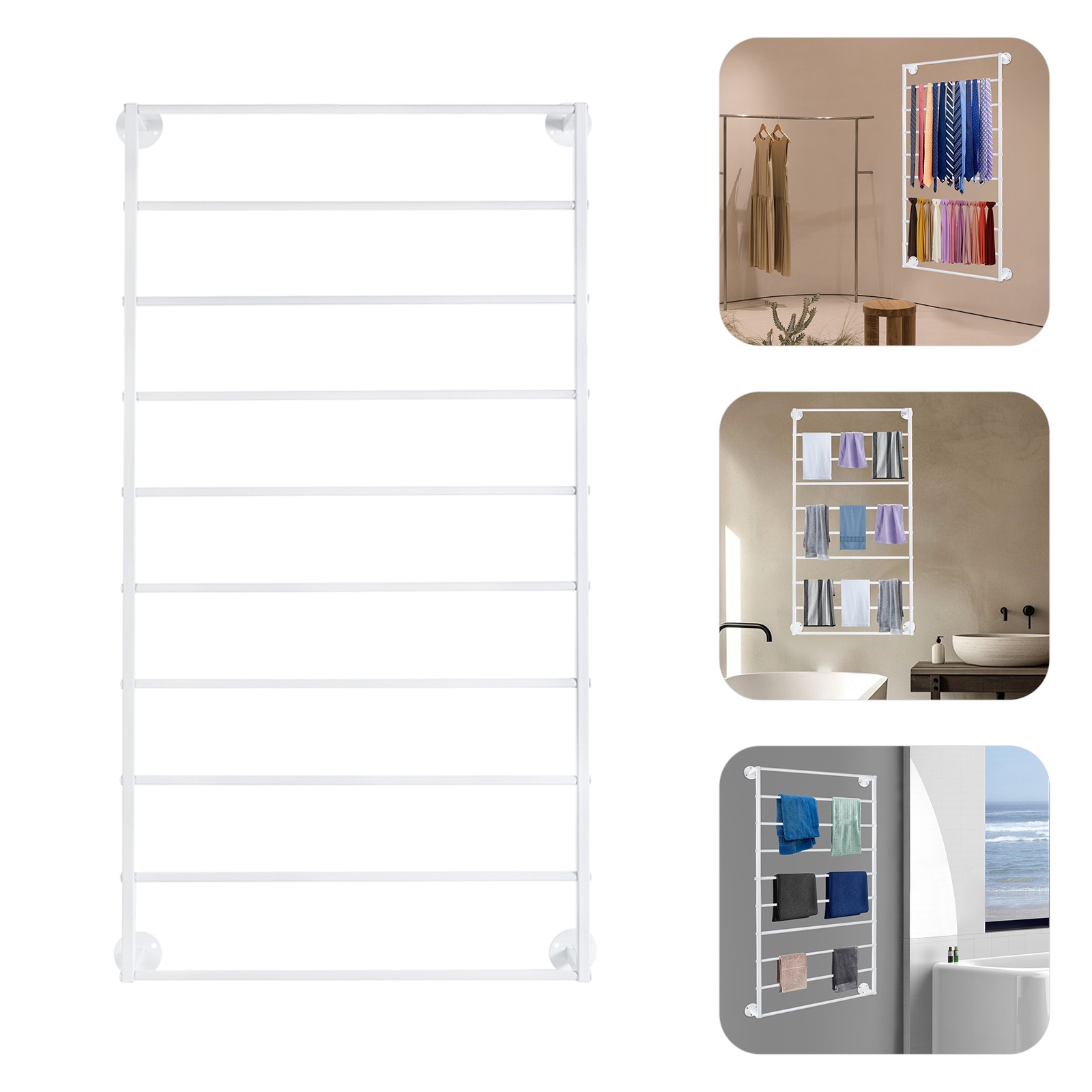 10-Tier Wall Mounted Scarf Rack Wall Mounted Display Rack Towels Storage Rack