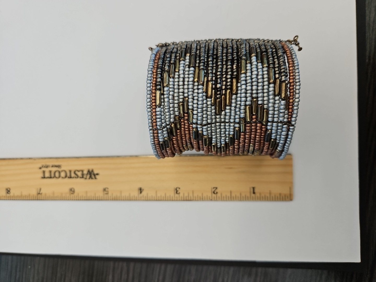 Woven Wire Bead Cuff Bracelet Earthtone Colors