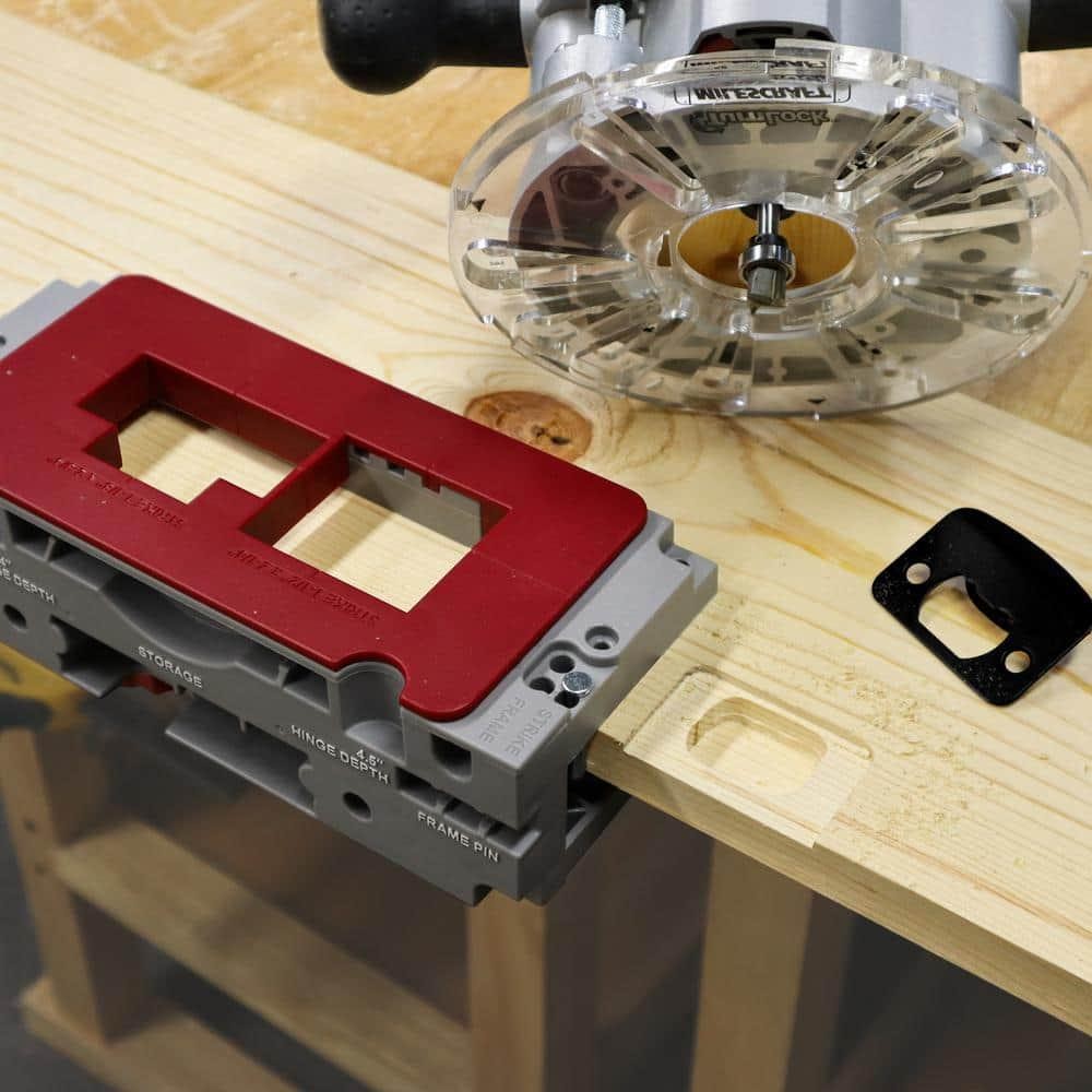 Door Hinge Mortise Jig Kit Router Template Strike Latch Frame Install Tool Set