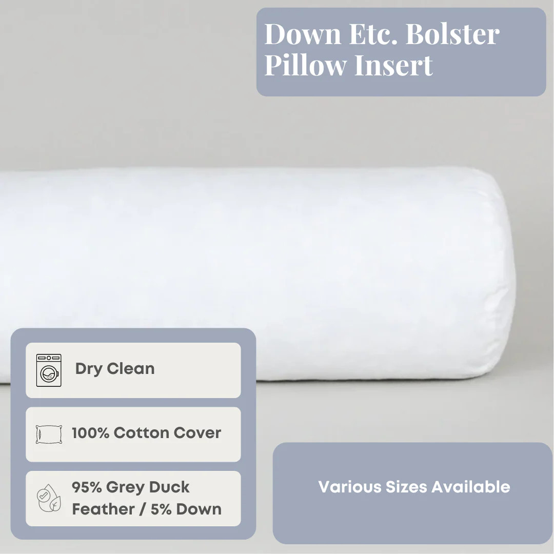 Down Etc. Bolster Pillow Insert - Duck Feather