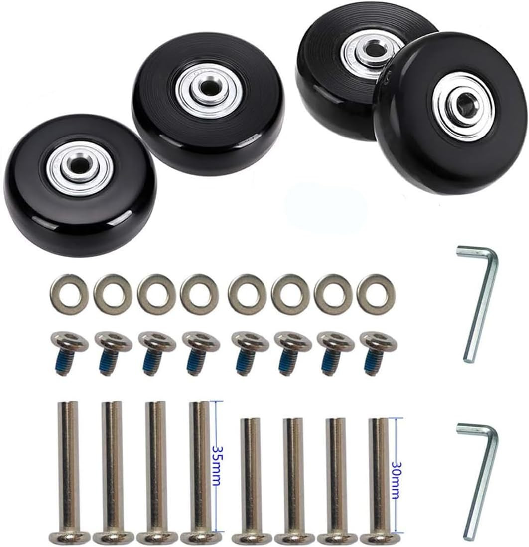 50 X 18Mm Set of 4 Luggage Suitcase Replacement Wheels, Rubber Swivel Caster Whe
