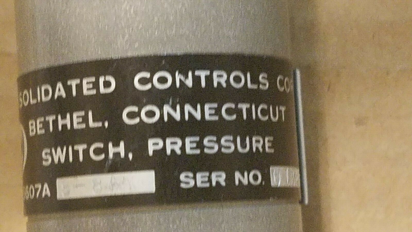 Consolidated Controls Type 6607A8-8A Pressure Switch Adjustable PSI Condec U1385