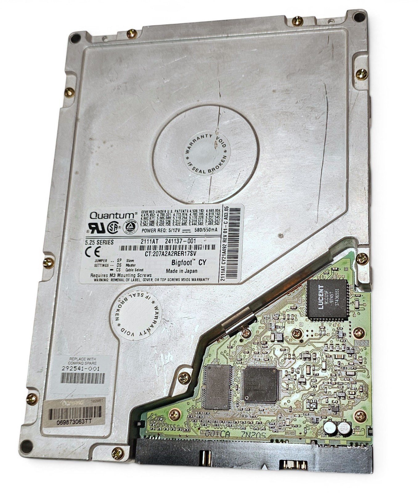 Vintage Quantum Bigfoot CY 2.1GB 5.25" IDE Hard Drive Compaq 2111AT 241137-001