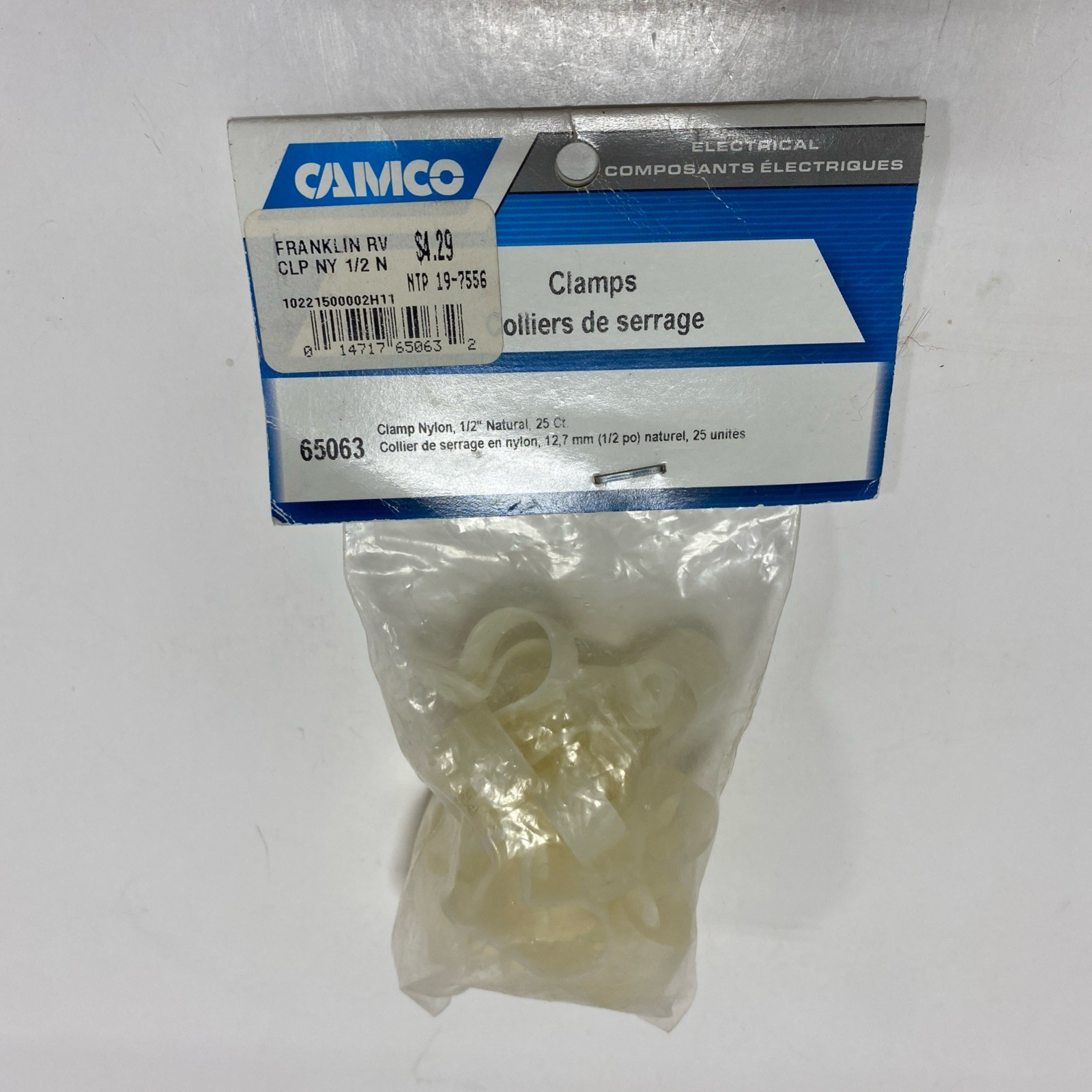 Camco 65063 Nylon 1/2" in. Electrical Wire Clamps pack of 25 Single Screw