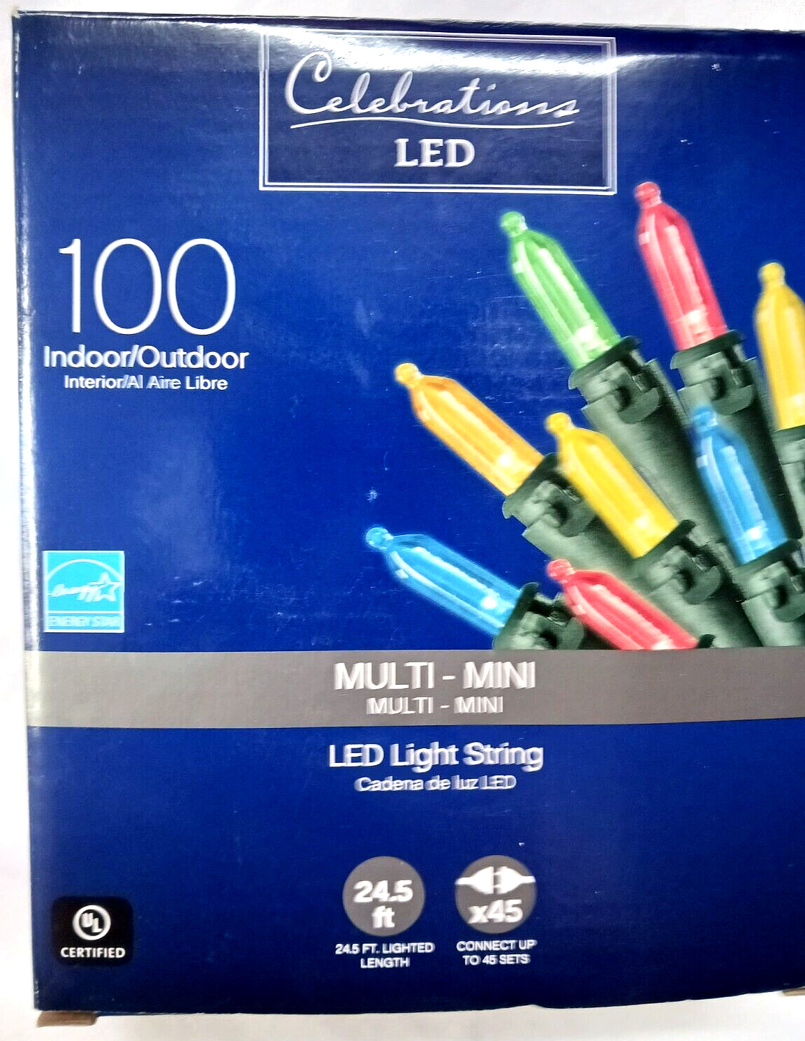 CELEBRATIONS LED MULTI MINI LED LIGHT STRING 100 INDOOR OUTDOOR 24.5 FT NIB