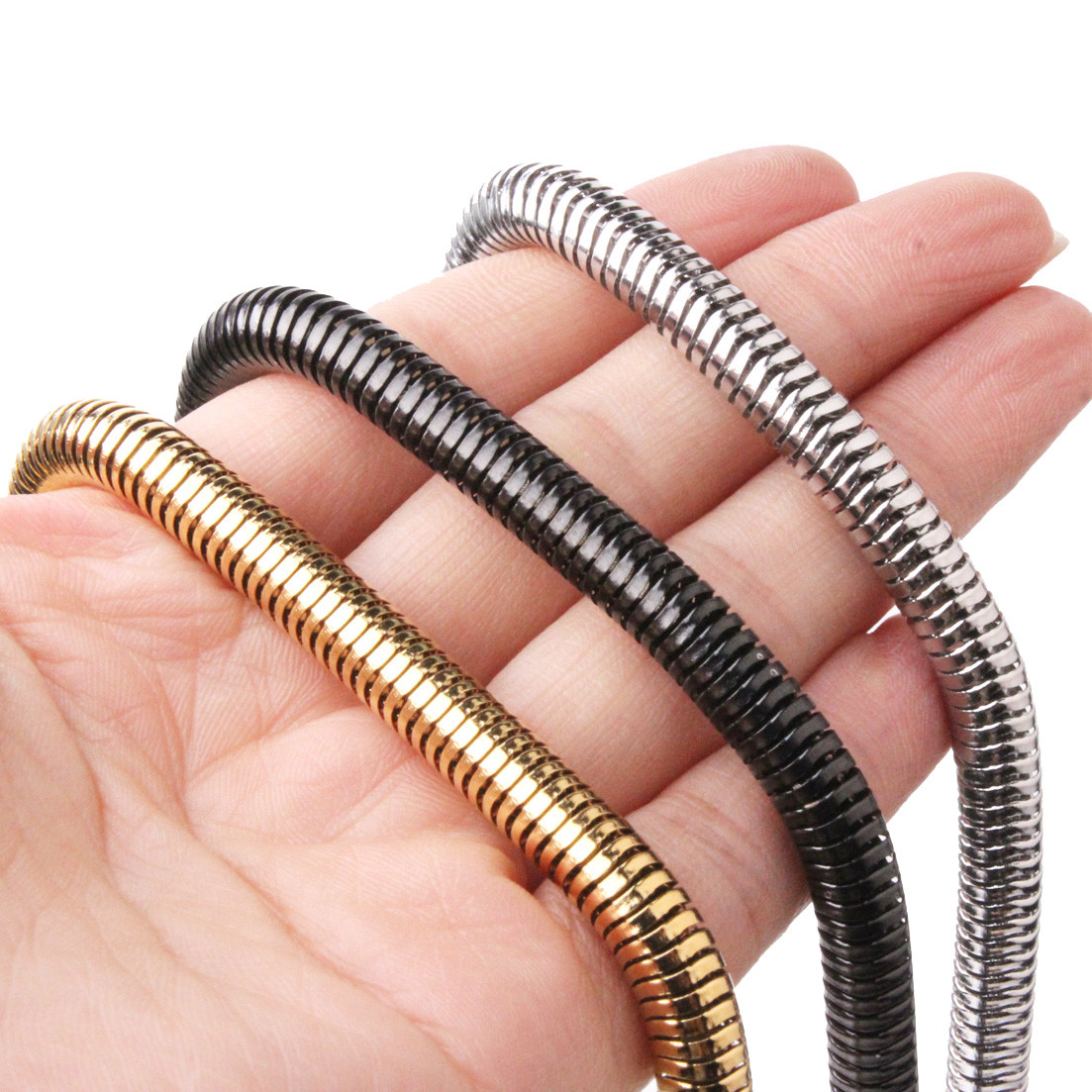 4.2/6mm Stainless Steel Cool Snake Round Chain Mens Womens Necklace Jewelry 24"