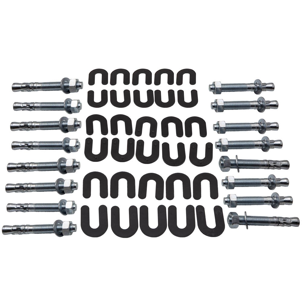 10x 1/16" Shim + 10x 1/8" Shim + 10x 1/4" Shim + 16x Wedge Anchor Bolts Set