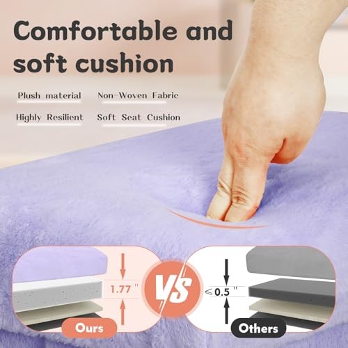 Small Ottoman with Storage, Folding Soft Fur Storage Foot Rest Stool Purple