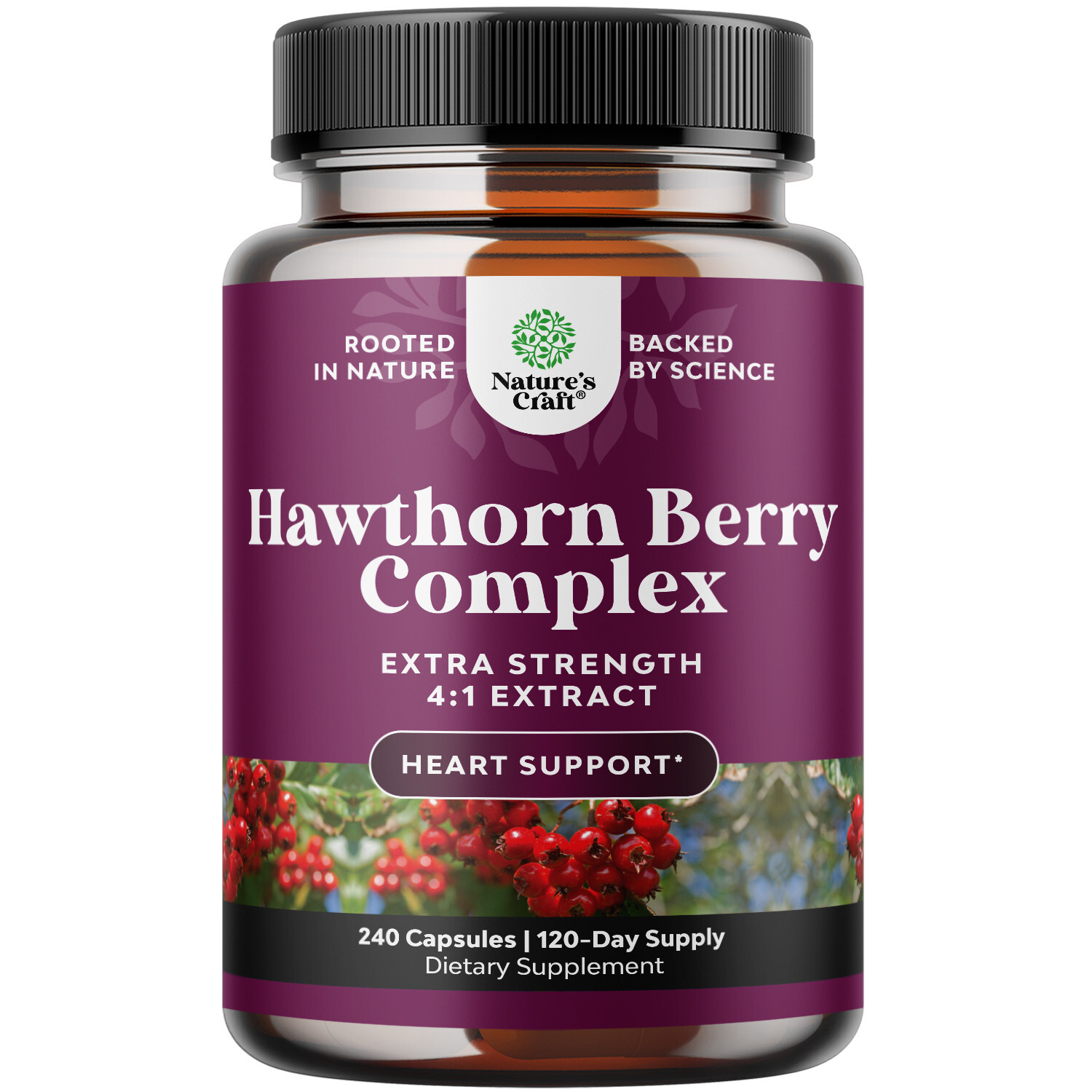 Extra Strength Hawthorn Berry Capsules 1330mg Per Serving 240ct