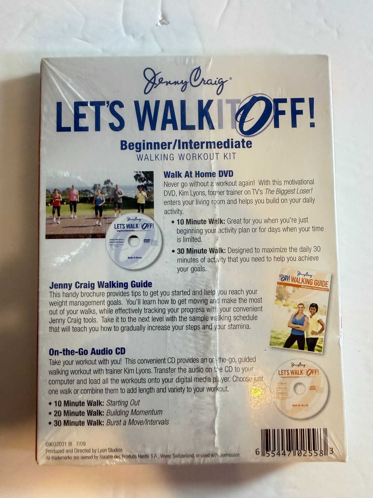 Jenny Craig Let's Walk It Off! Beginner/Intermediate Walking Workout Kit DVD CD