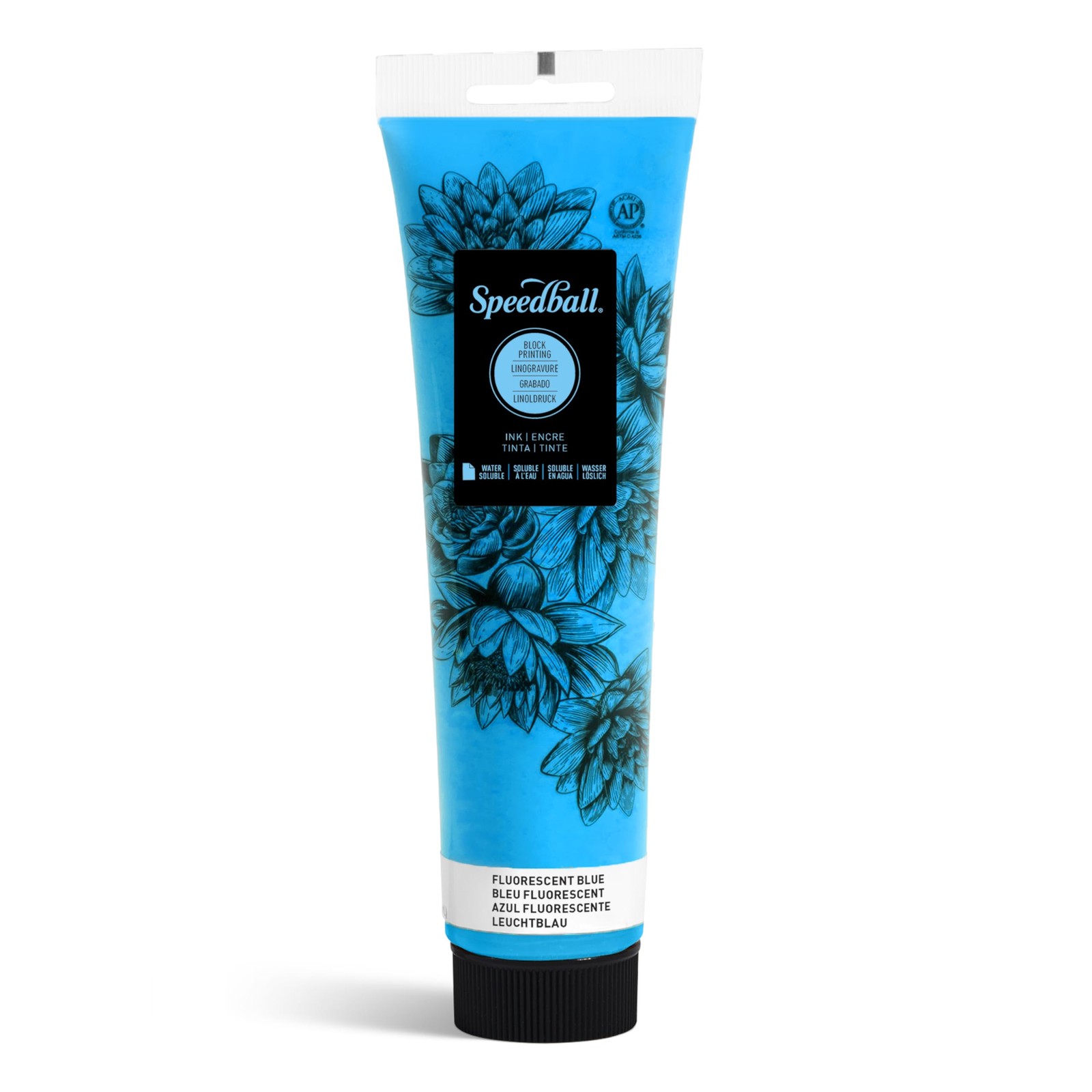 Fluorescent Blue WaterSoluble Block Printing Ink 5Ounce Tube