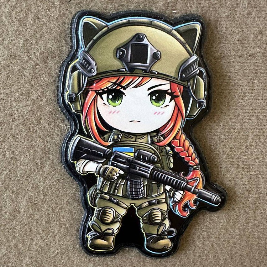 Ukrainian Morale Patch Girl Fighter Army Ukraine Hook and Loop Backing PVC 3D