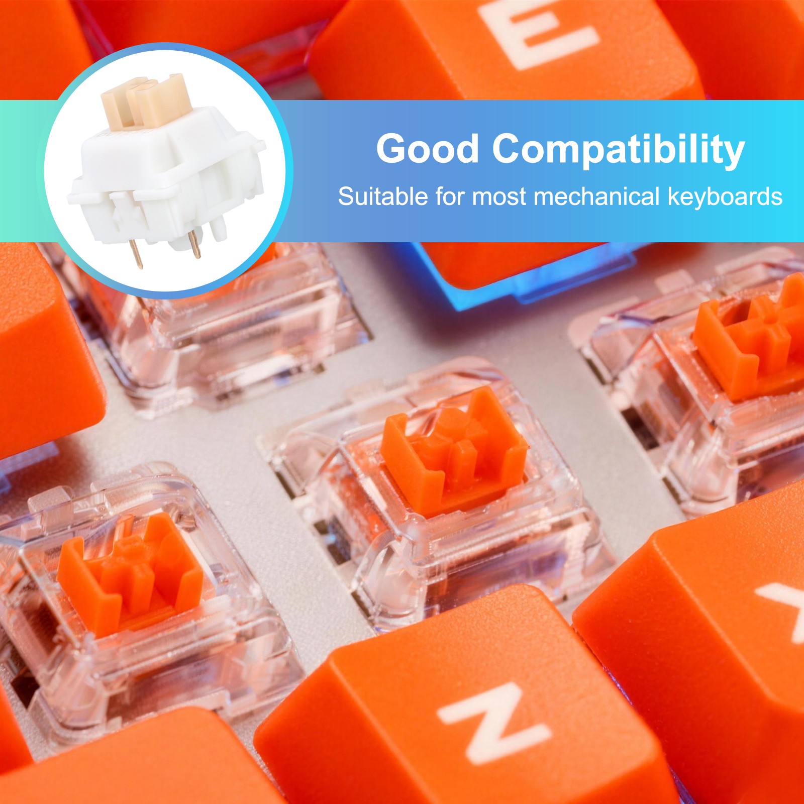 36pcs Yellow Keyboard Switches 5-Pin 50gf Linear Keyboard Switch Replacement