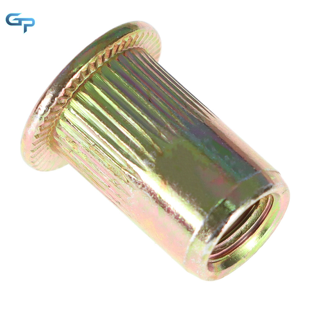 M6 Metric Carbon Steel Rivet Nut Flat Head Threaded Insert Nutsert 100 Pack
