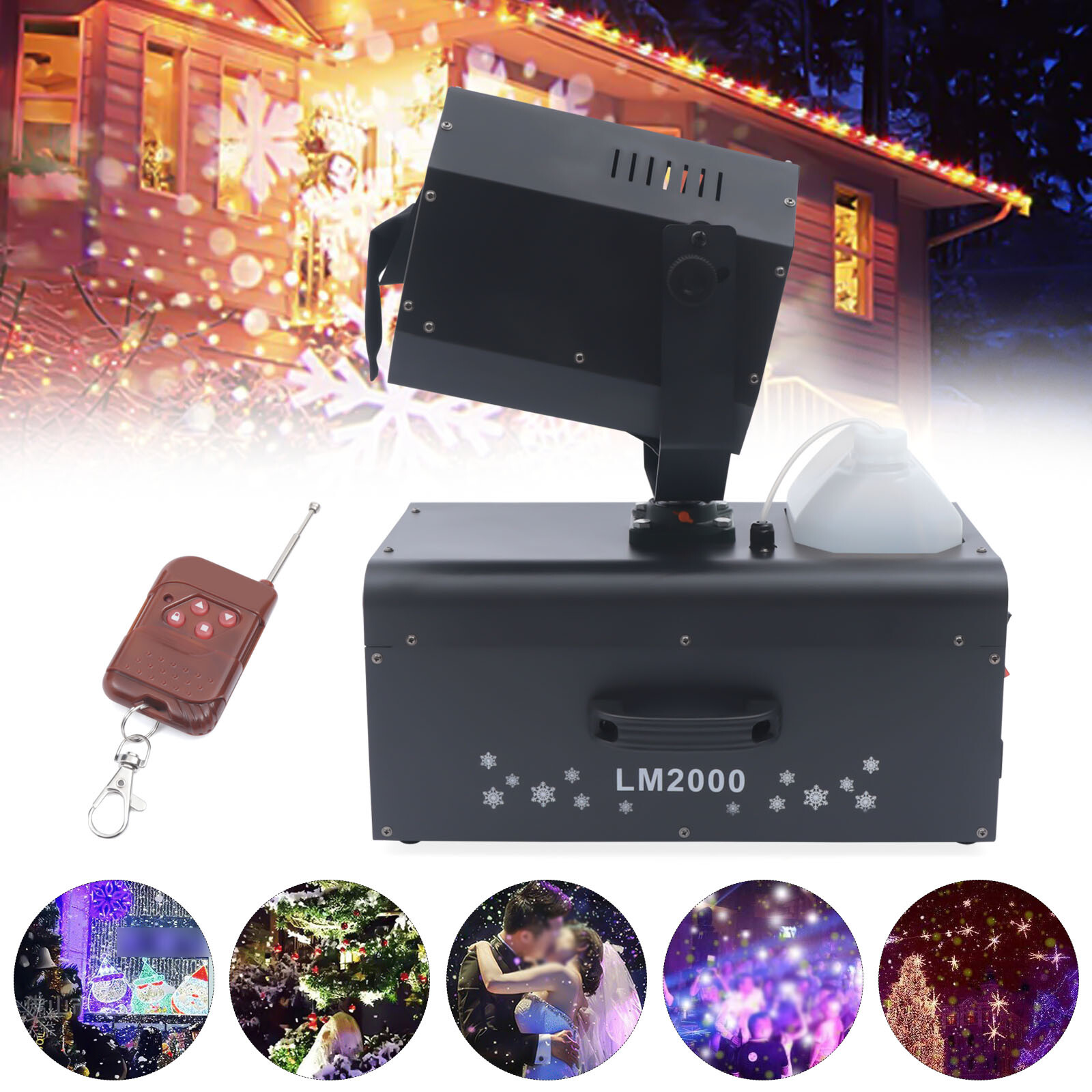 2000W Snow Machine Snowflake Machine Christmas Decor Stage Snow Maker DJ Show