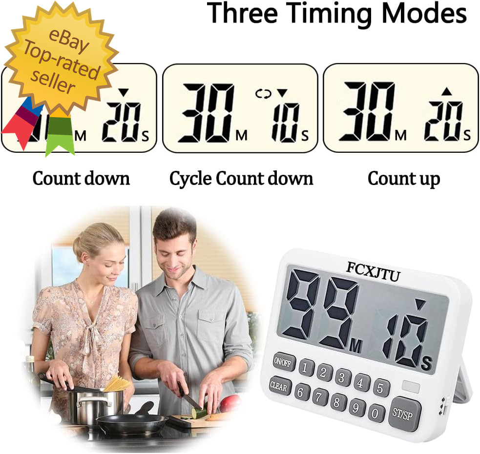 Digital Kitchen Timer, Large Display Countdown/Up Timer with Digits Directly Inp