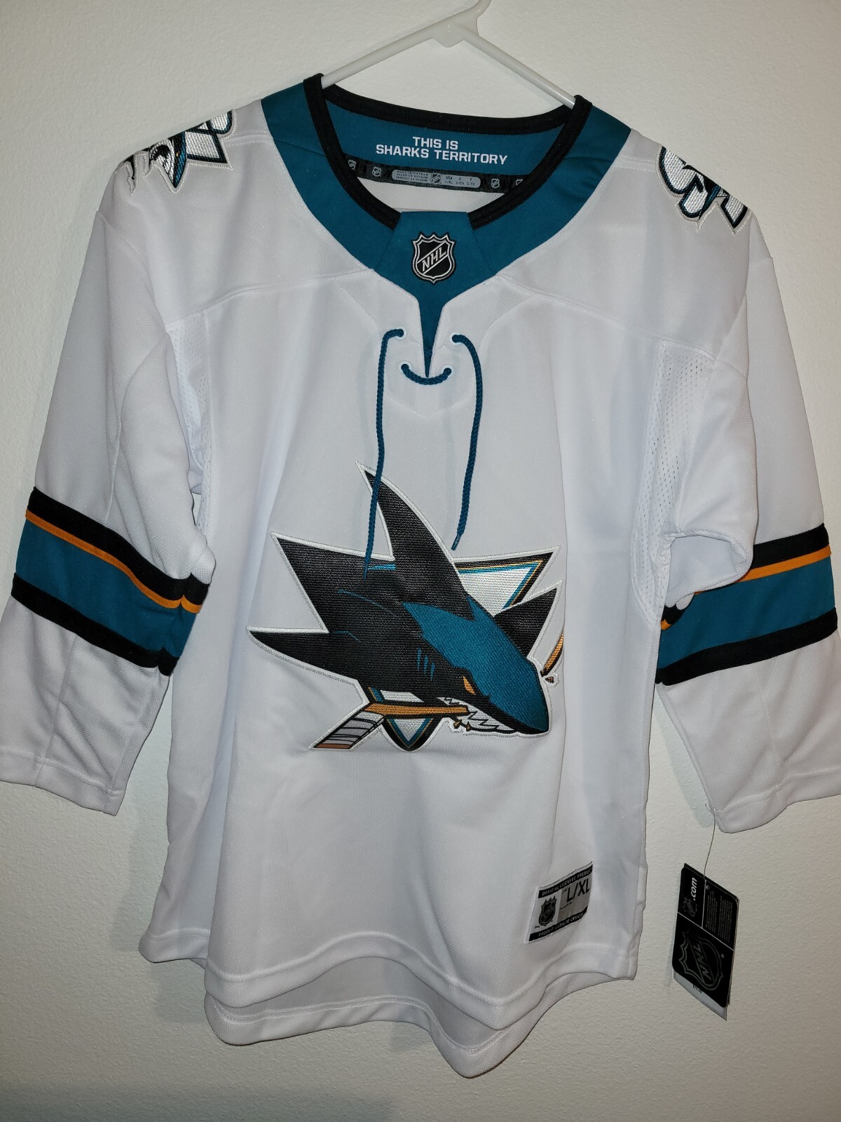 FANATICS YOUTH NHL TEAM JERSEY SAN JOSE SHARKS WHITE SIZE L/XL