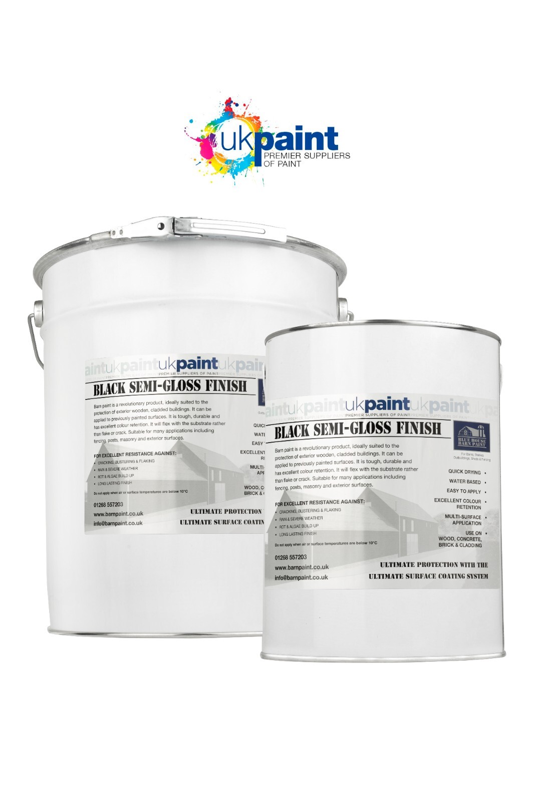 UK PAINT - Black - Semi-Gloss - Barn Paint - 20 litres - Acrylic