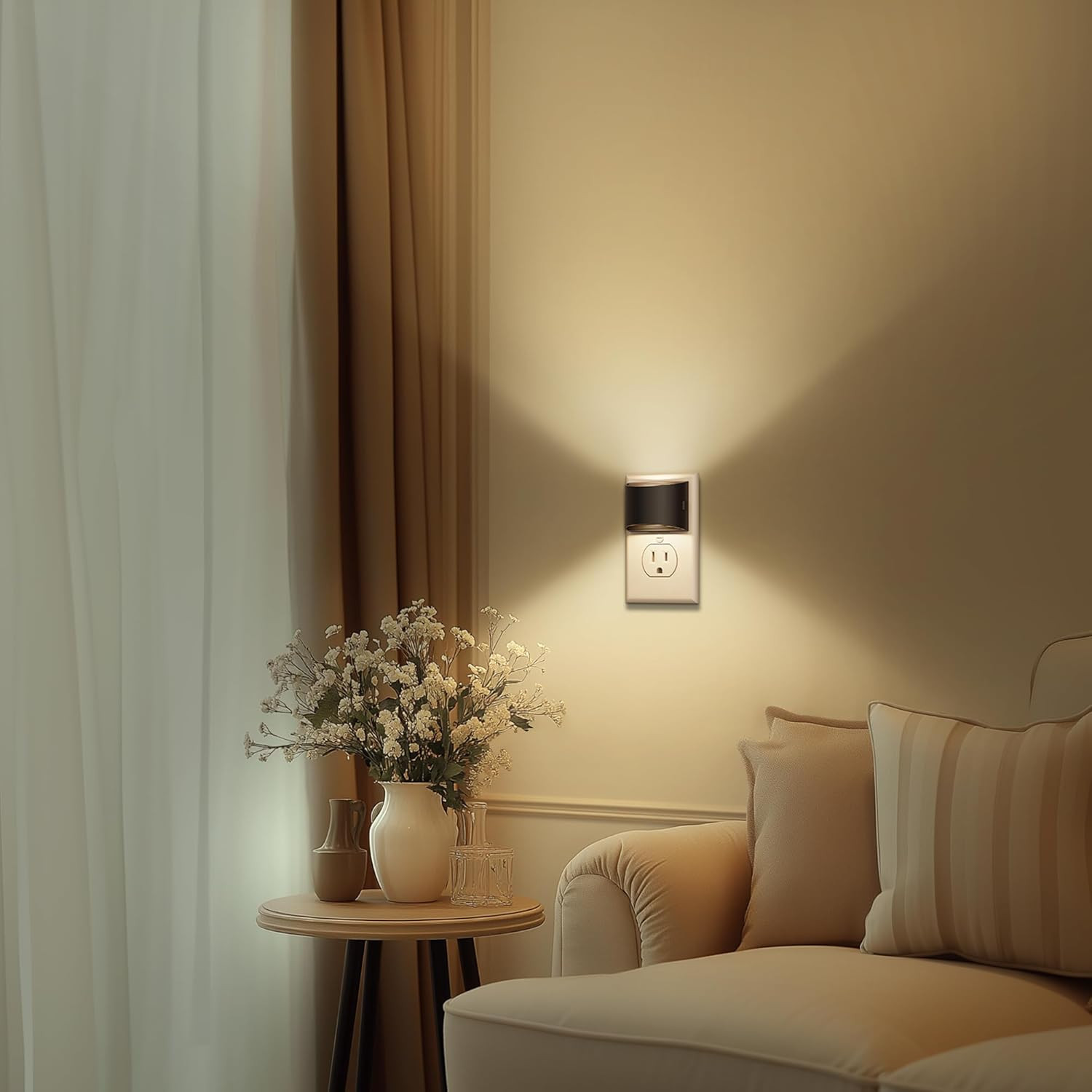 LED Night Light 2 Pack – Plug-In Nightlights with 3 Brightness Levels, Dusk-to-D