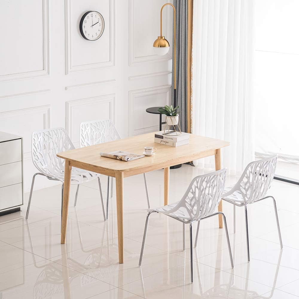 Modern Dining Chairs Set Plastic Saping Birch Chairs Stackable Chairs Set for