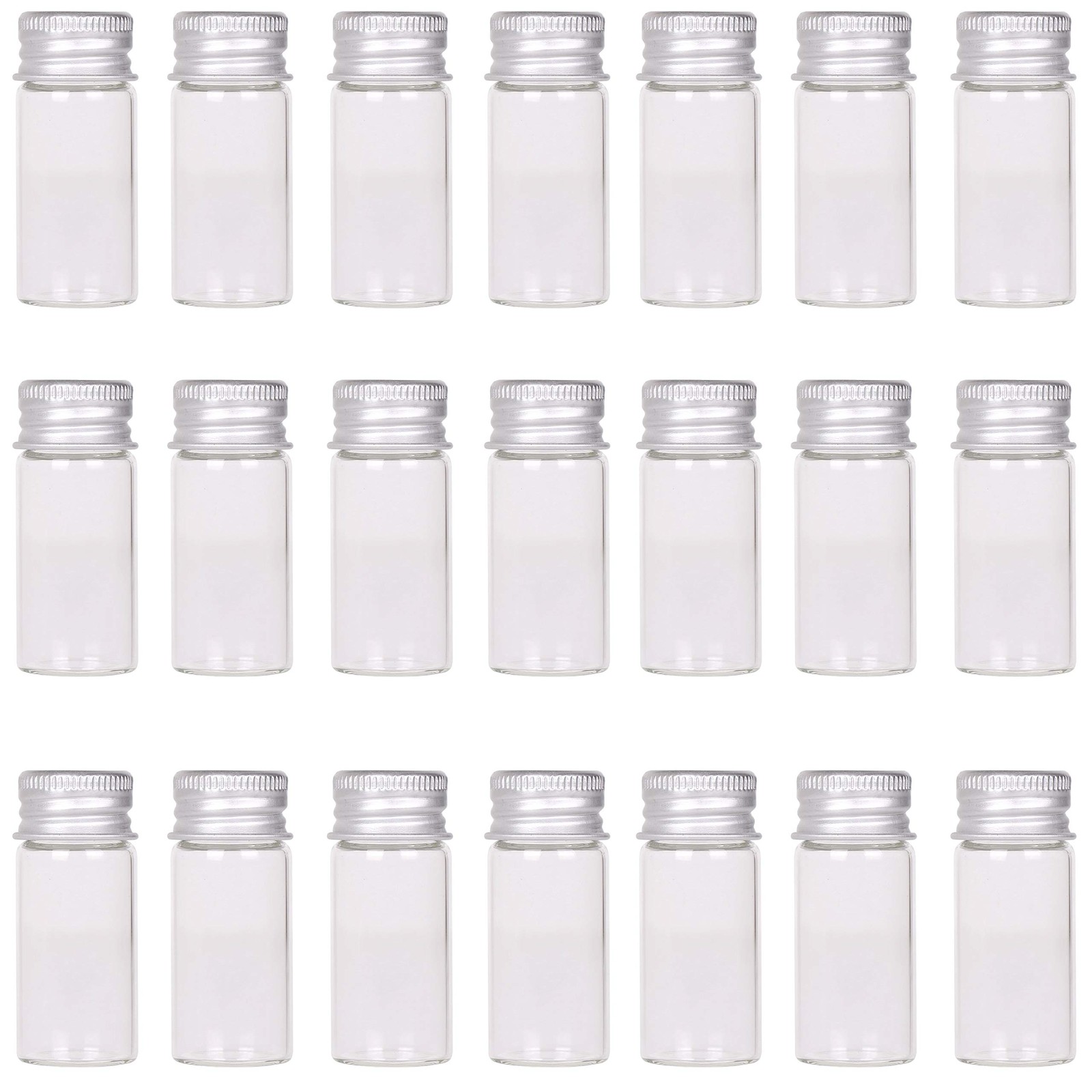 24 Sets 10ml Glass Vials Small Bottles Mini Tiny Jars with Aluminum Screw Cap...