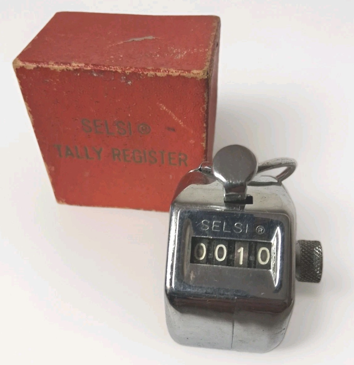 Vintage Selsi Hand Tally Counter Chrome Metal  Made in Japan Works Great!