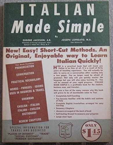Italian Made Simple - Paperback, by Eugene Jackson; Joseph Lopreato - Very Good