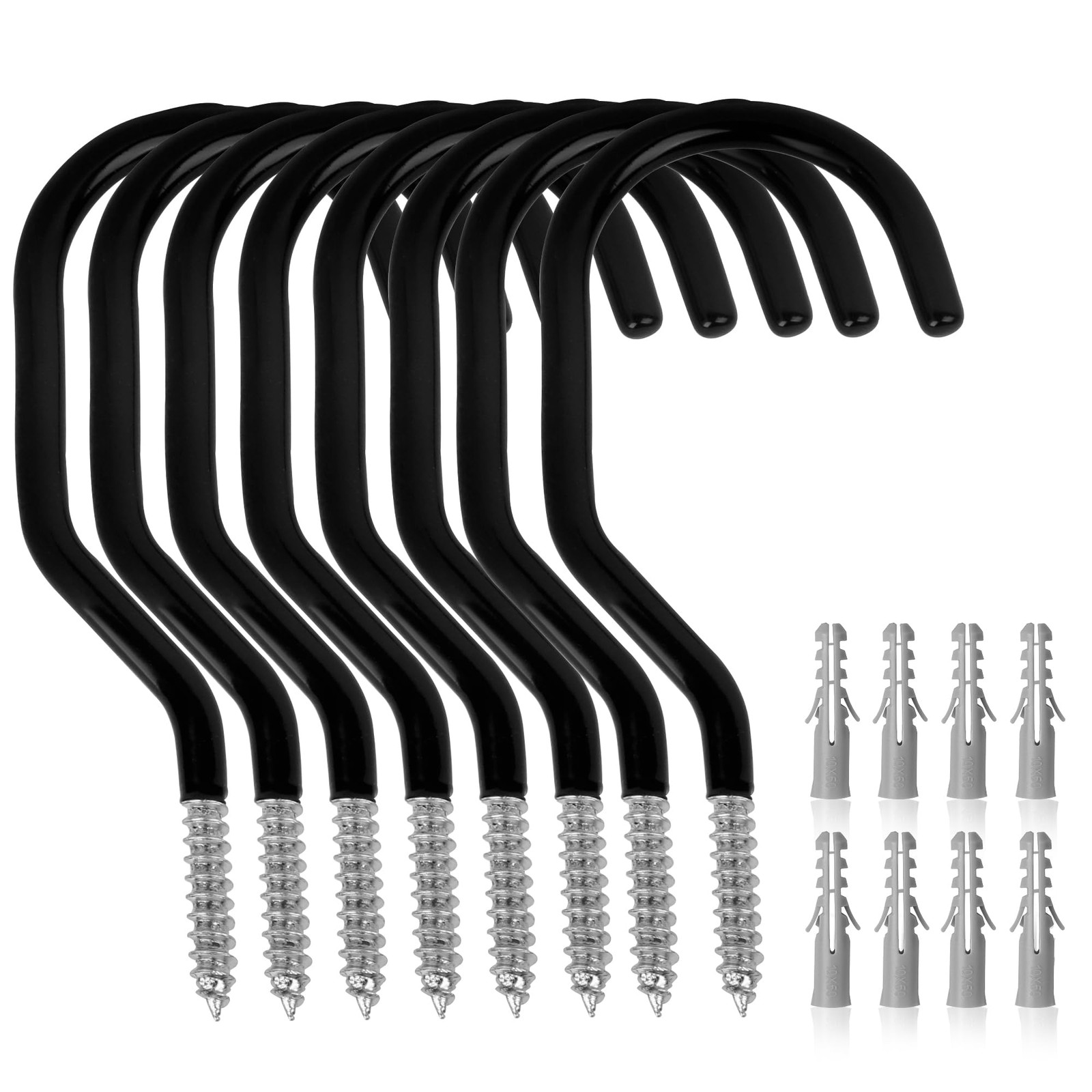 GURADESIGN 8-Pack Heavy Duty Bike Hook, Loading Capacity 100 6 Inch, Black