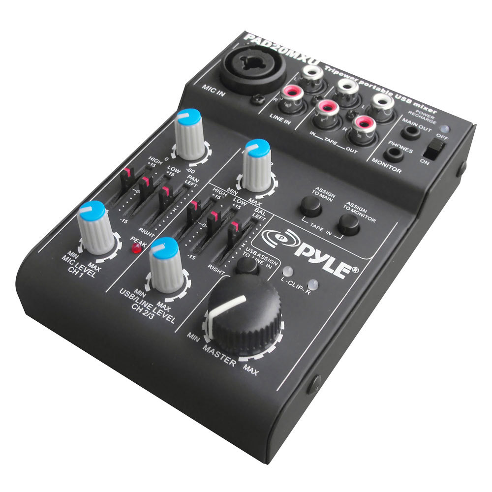 New Pyle PAD20MXU 5 Channel Professional Compact Audio Mixer with USB Interface