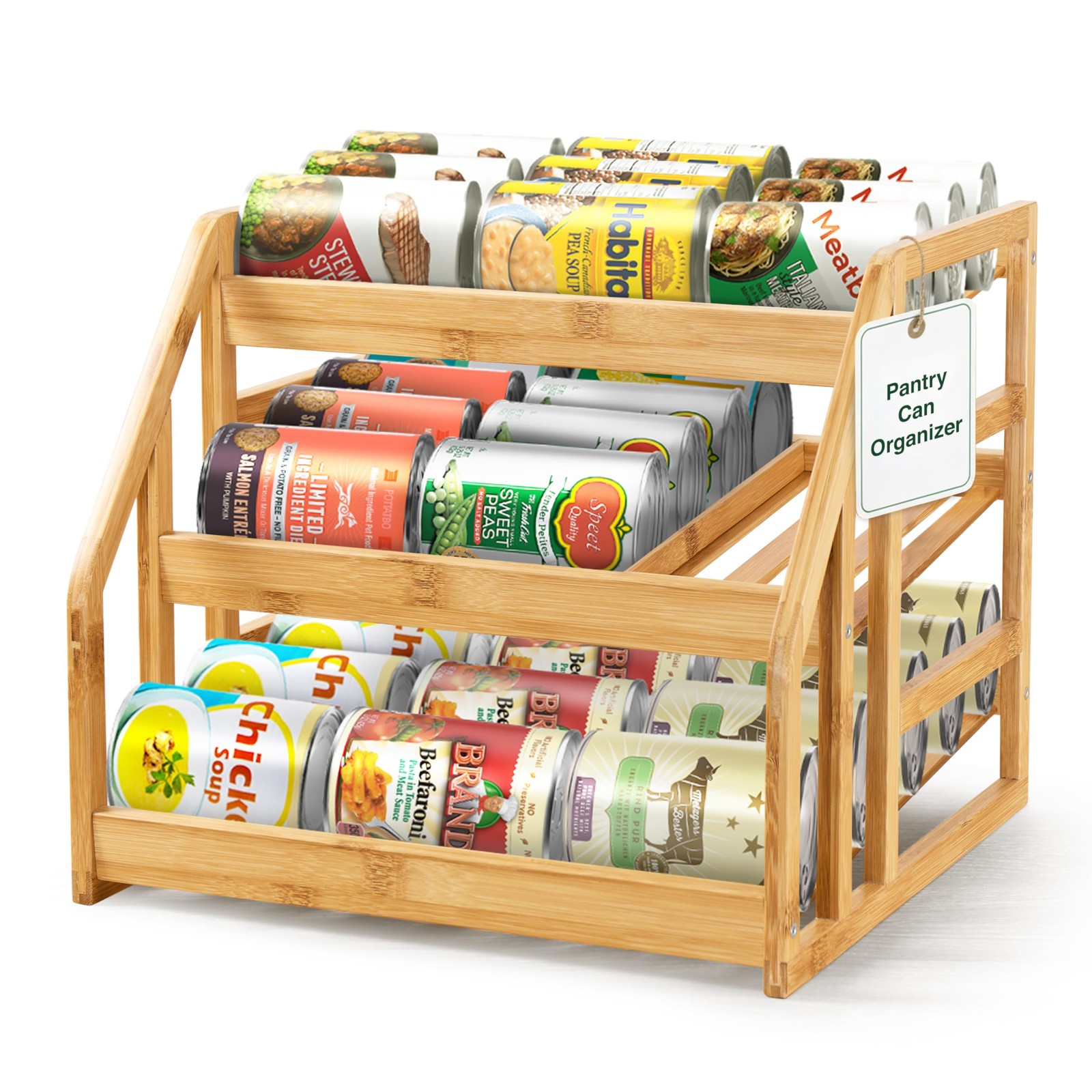 Can Organizer for Pantry - 3 Tier Rack with Adjustable Dividers, Feed Canned ...