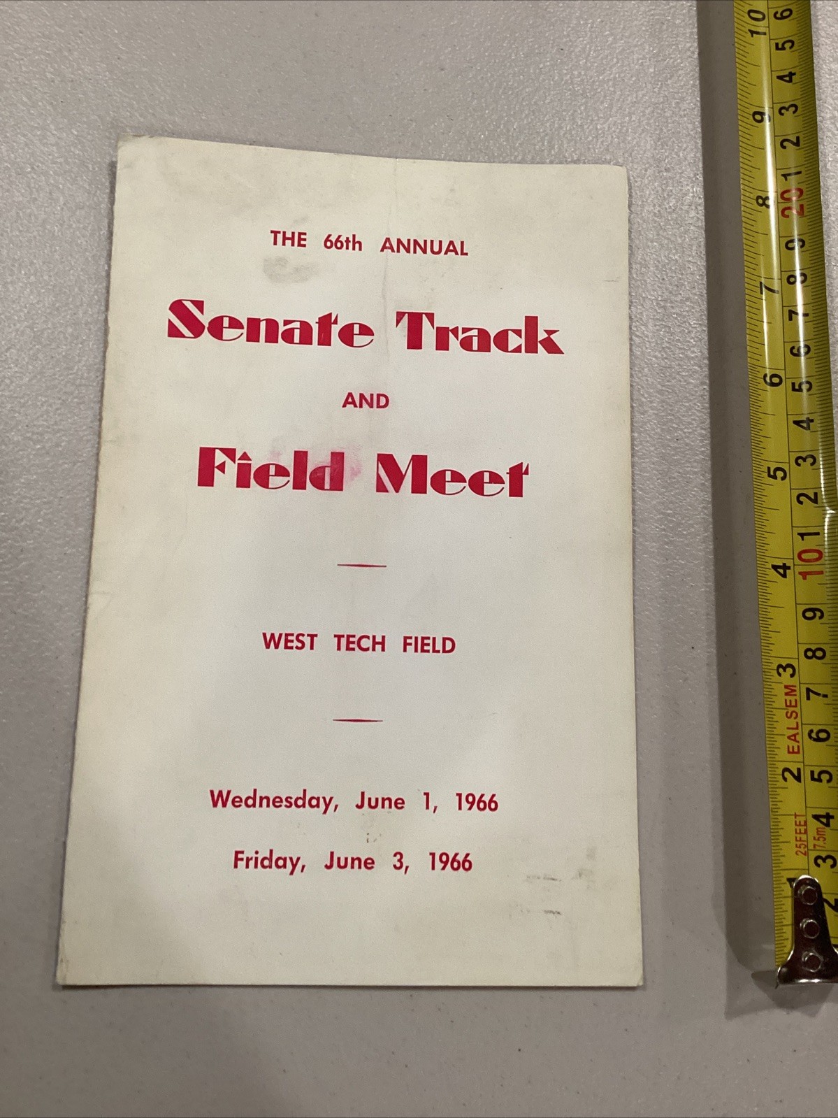 1966 66th Annie, Senate Track & Field Meet West Tech Field Program Scorecard