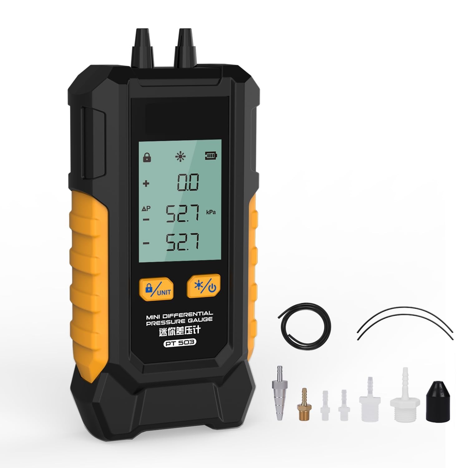 PT503 Manometer Gas Pressure Tester Dual Port Manometer Mini HVAC Gas & Air P...